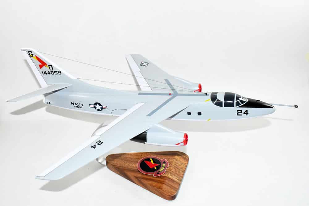 VAQ-33 Firebirds 1974 TA-3B Skywarrior Model, 1/50th Scale, Mahogany