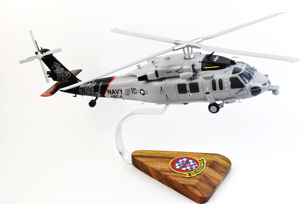 MH-60S (Knighthawk) HSC-4 Black Knights, 16″ Mahogany Scale Model, Navy
