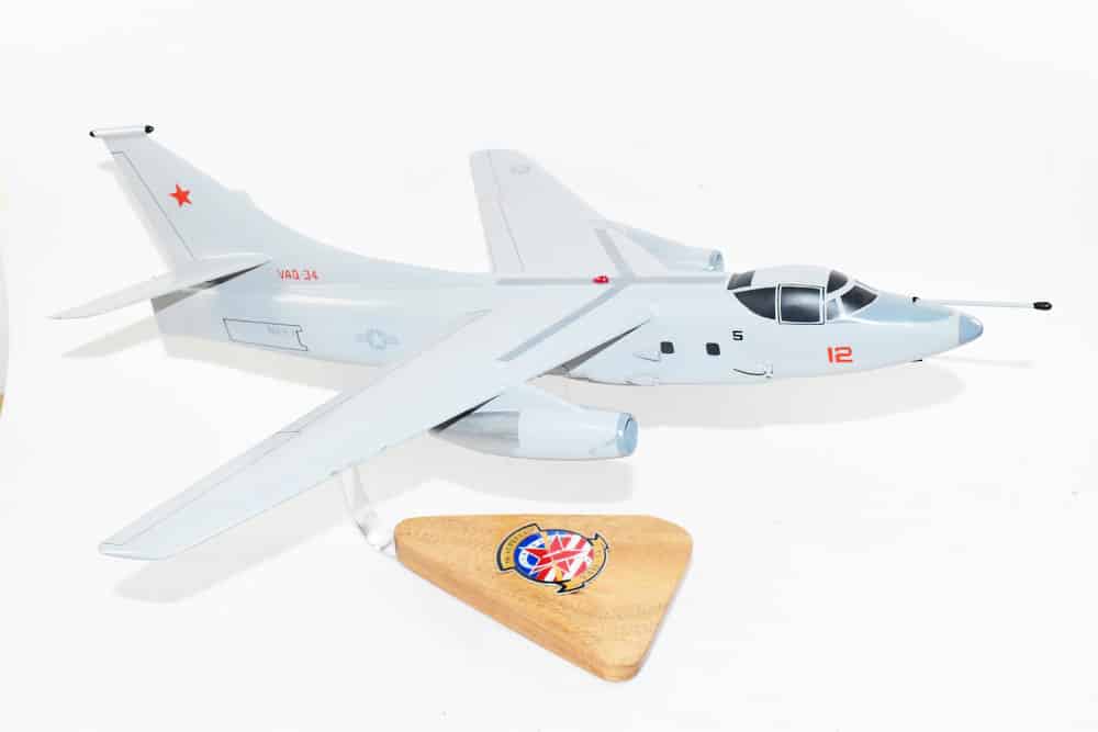 VAQ-34 “The Aggressors” ERA-3B Skywarrior Model, 1/50th Scale, Mahogany
