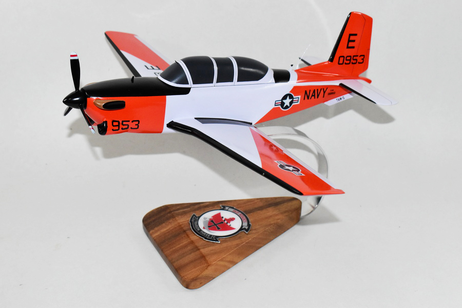 Beechcraft® T-34C TurboMentor, VT-3 Red Knights (Navy), 16″ Mahogany Scale Model