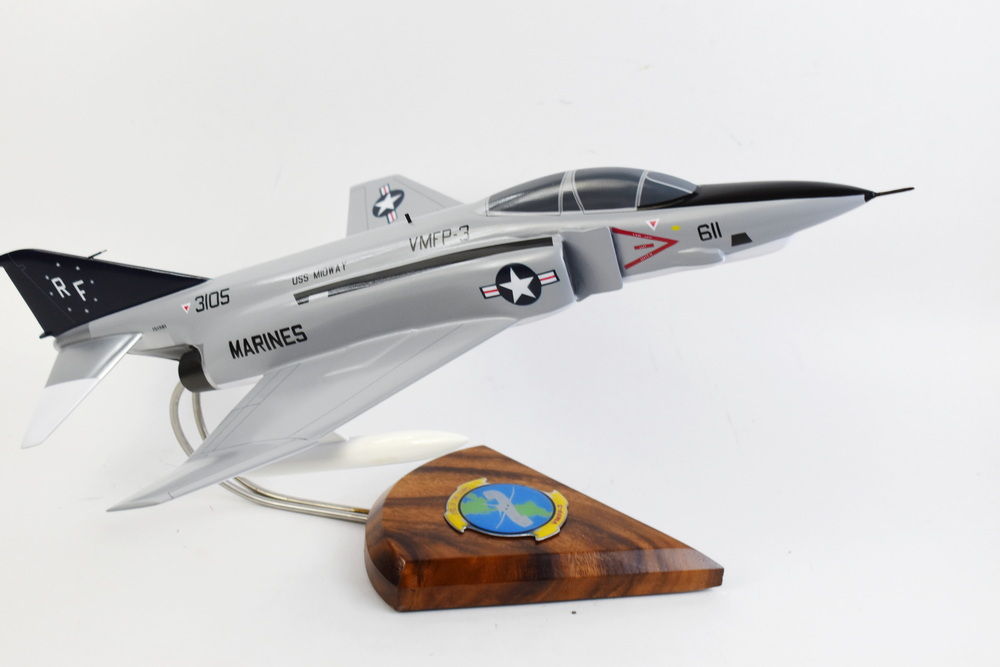 VMFP-3 Eyes of the Corps RF-4b Model, 1/42 (18″) Scale, Mahogany, Marines, Fighter
