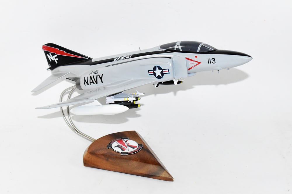VF-161 Chargers F-4J (USS Midway) Model, 1/42 (18″) Scale, Mahogany, Navy, Fighter,
