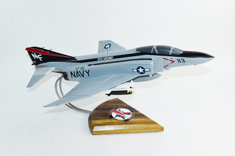 VF-161 Chargers F-4J (USS Midway) Model, 1/42 (18″) Scale, Mahogany, Navy, Fighter,