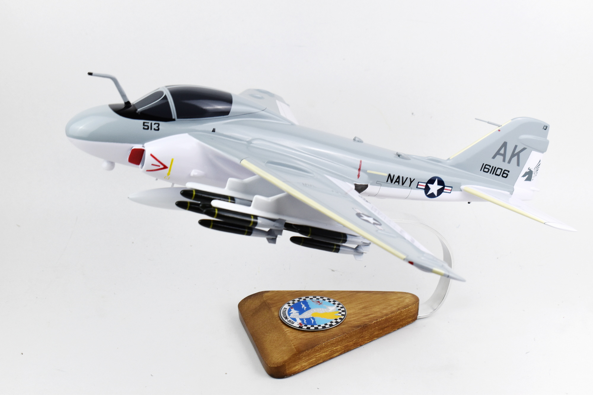 VA-55 Warhorses A-6E (1985) Intruder Model, 1/36th Scale, Mahogany, Navy