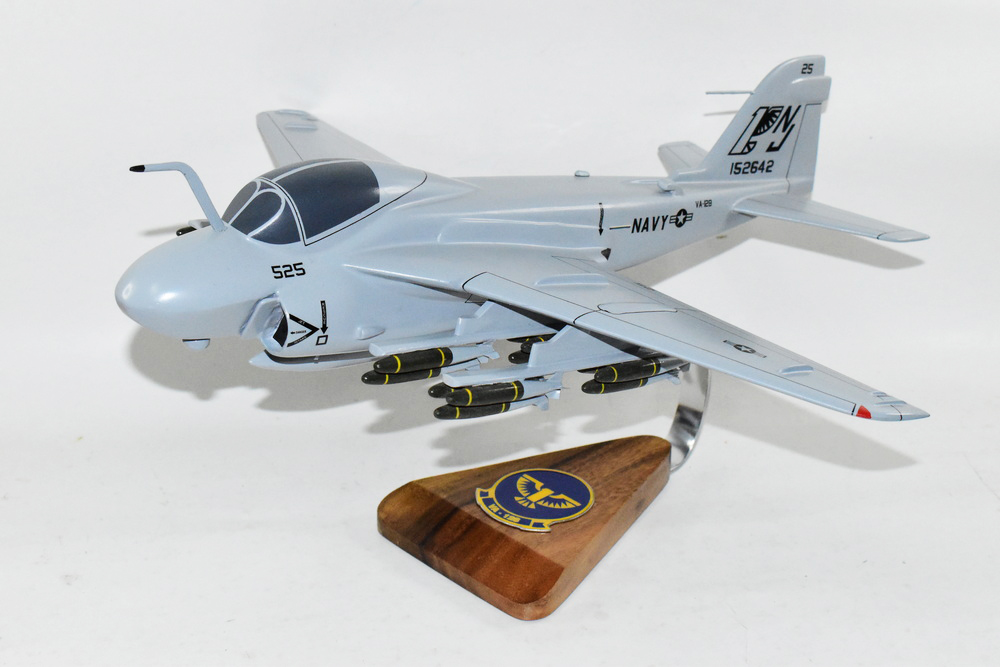 VA-128 Golden Intruders A-6e Intruder Model, 1/36th Scale, Mahogany, Navy,
