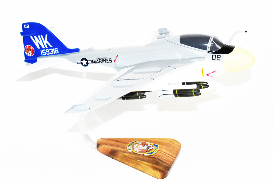VMA(AW)-224 Fighting Bengals (1977) A-6 Intruder Model, 1/36th Scale, Mahogany, Marines
