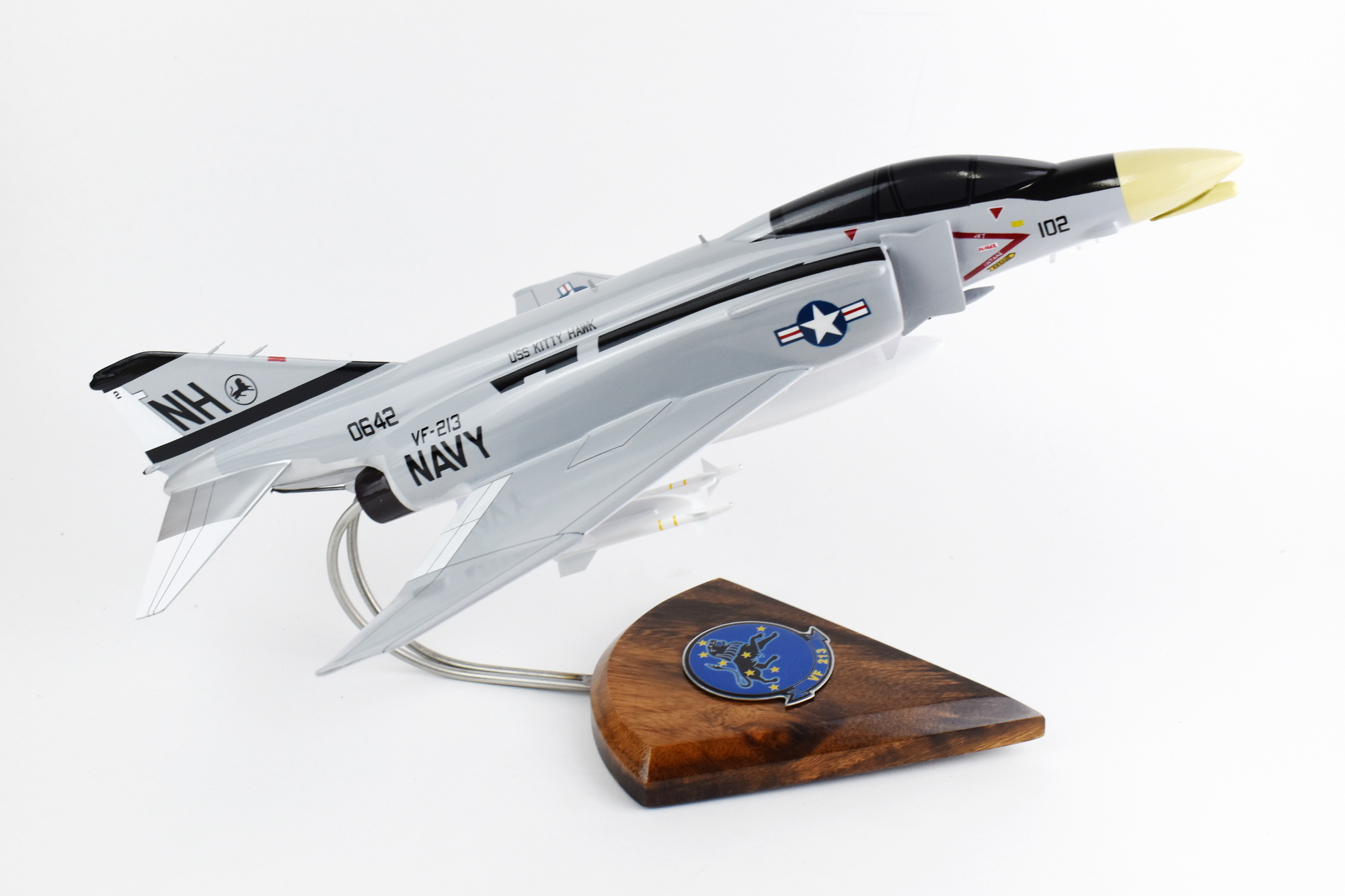 VF-213 Fighting Blacklions F-4b (1965) Model, 1/42 (18″) Scale, Mahogany, Navy, Fighter