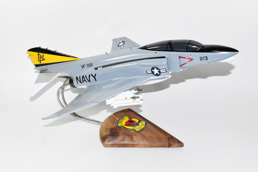 VF-302 Stallions F-4N (1975) Model, 1/42 (18″) Scale, Mahogany, Navy, Fighter