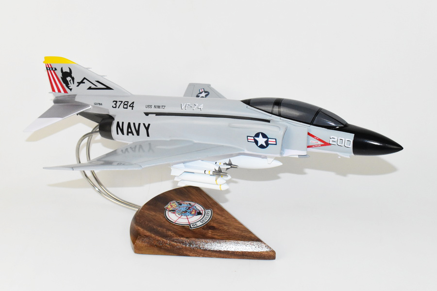 VF-74 Be-Devilers F-4j (1976) Model, 1/42 (18″) Scale, Mahogany, Navy, Fighter