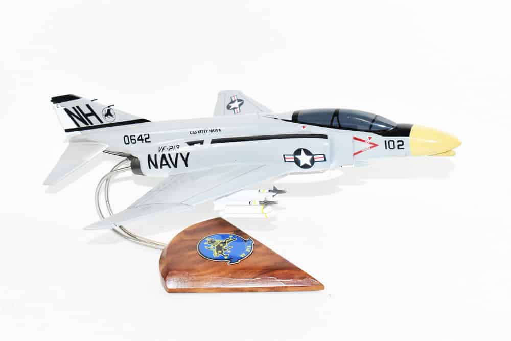 VF-213 Fighting Blacklions F-4b (1965) Model, 1/42 (18″) Scale, Mahogany, Navy, Fighter