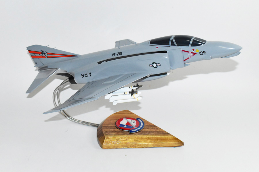 VF-201 Hunters F-4n (1980) Model, 1/42 (18″) Scale, Mahogany, Navy, Fighter