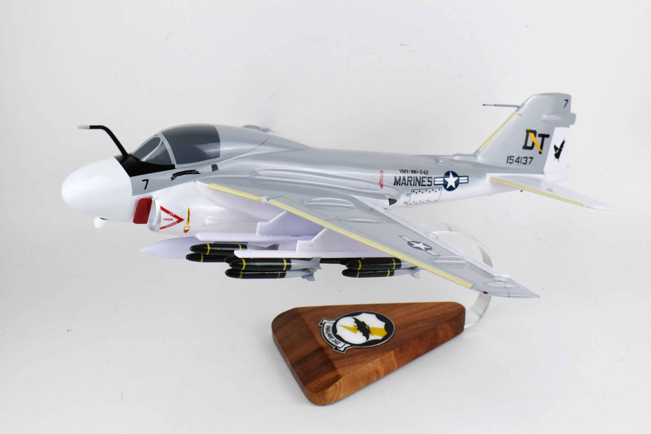 VMA(AW)-242 Bats A-6 (1980s) Intruder Model, 1/36th Scale, Mahogany, Marines