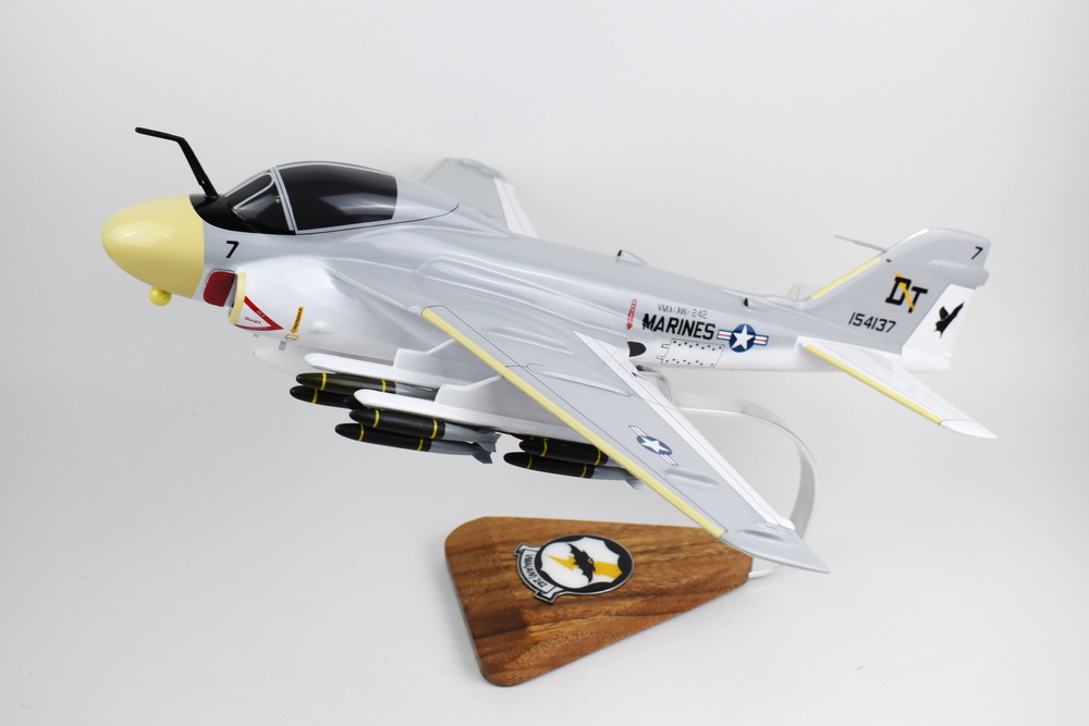 VMA(AW)-242 Bats A-6 (1980s) Intruder Model, 1/36th Scale, Mahogany, Marines