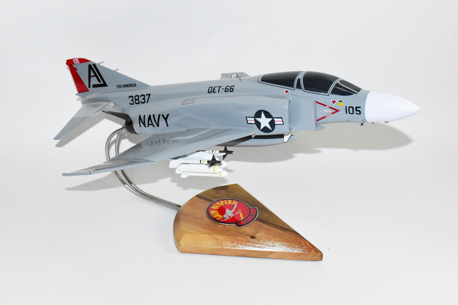 VF-101 Grim Reapers F-4J (1971) Model, 1/42 (18″) Scale, Mahogany, Navy