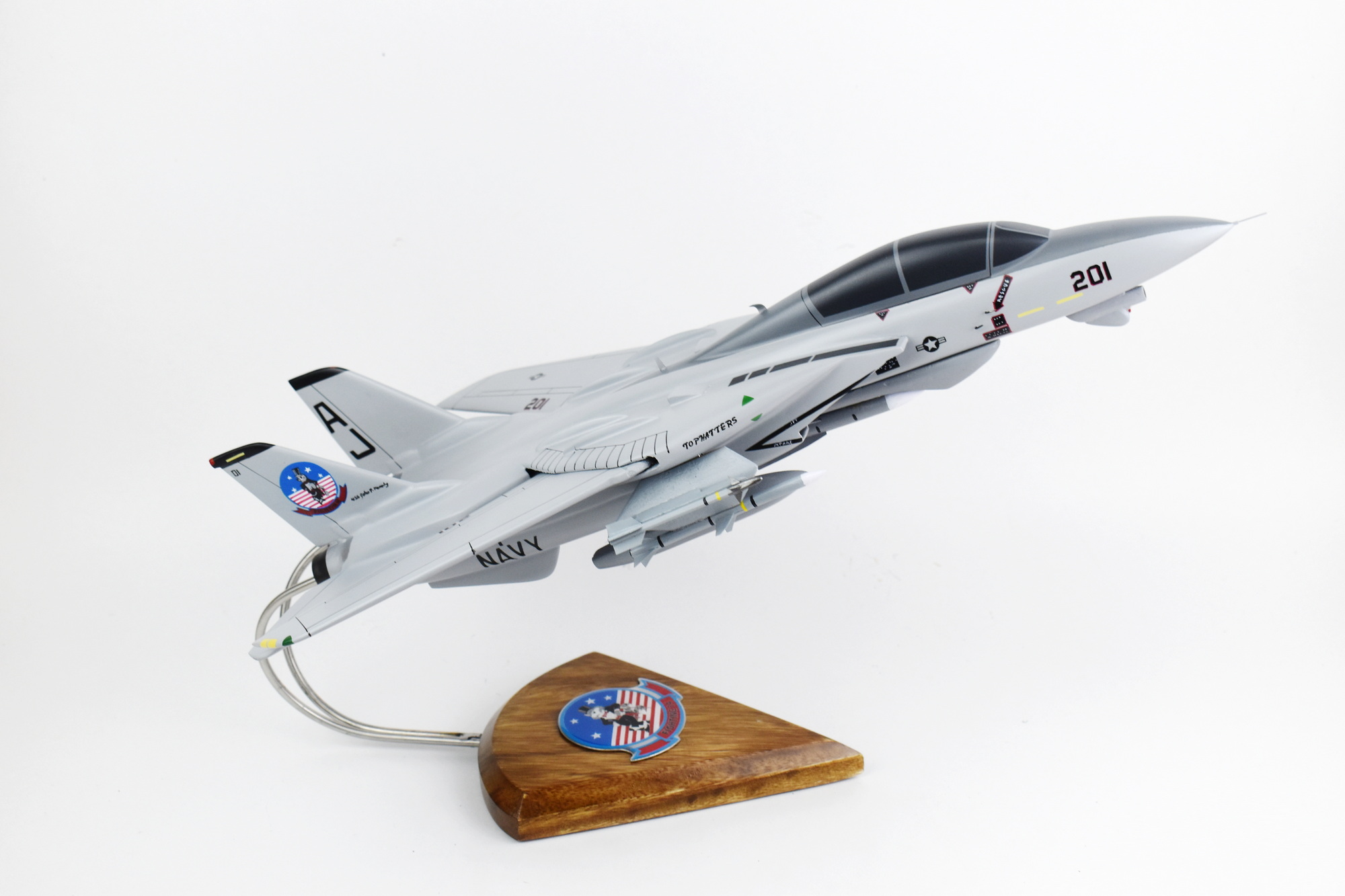 VF-14 Tophatters F-14 Tomcat Model, 1/42 (18″) Scale, Mahogany, Navy, Fighter