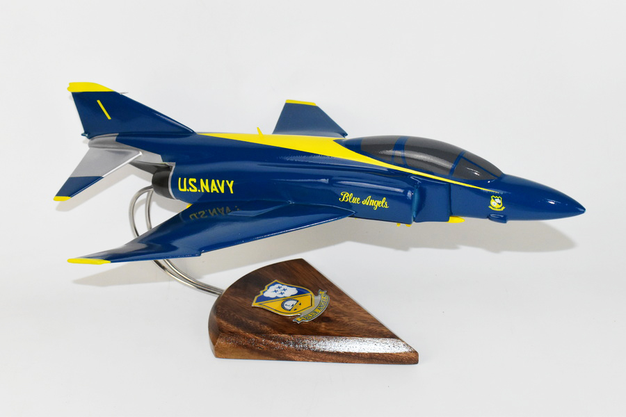 Blue Angels F-4 Model,  1/42 (18″) Scale, Mahogany, Navy