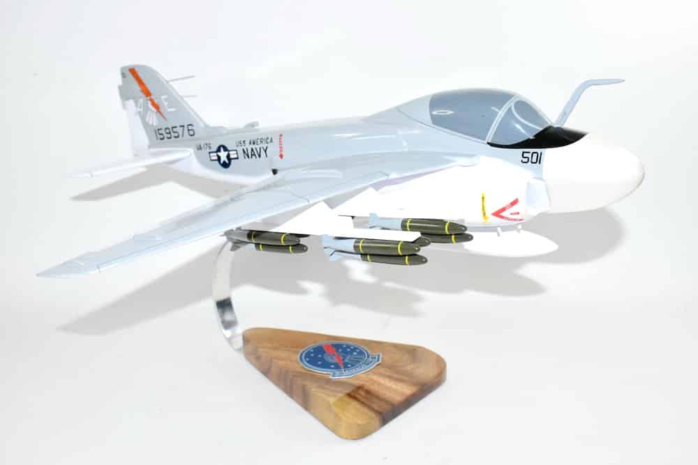VA-176 Thunderbolts A-6 (USS America) Intruder Model, 1/36th Scale, Mahogany, Navy,