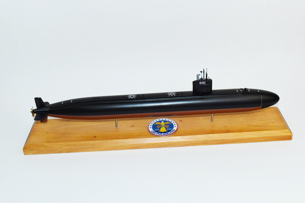 USS Philadelphia (SSN-690) Submarine Model,Navy,Scale Model,Mahogany,20 inch,LA Class