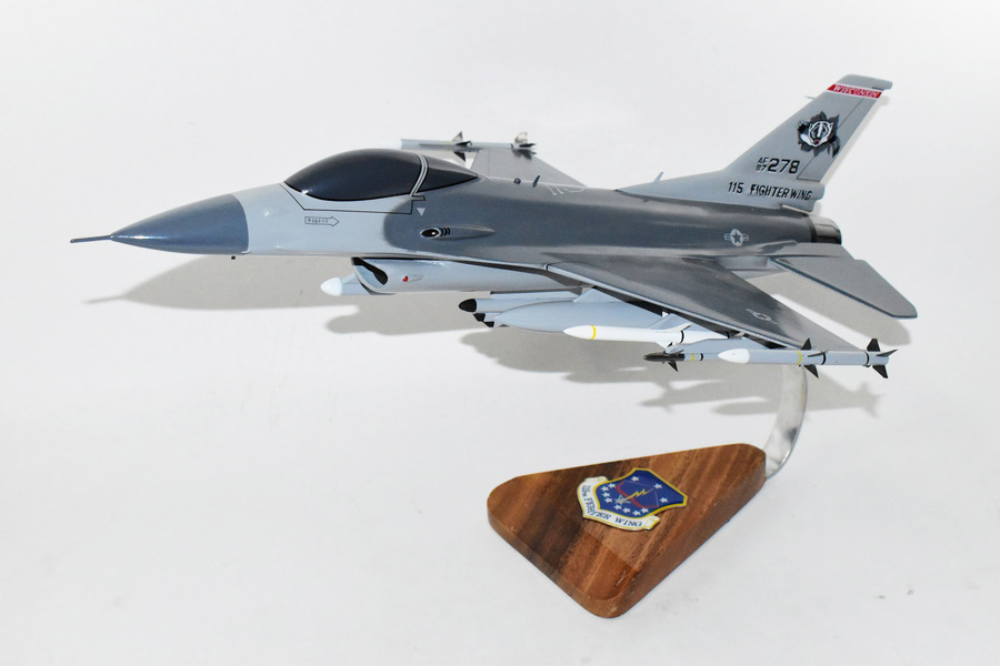 Lockheed Martin® F-16 Fighting Falcon®, 115th Fighter Wing, 18″ Mahogany Scale Model