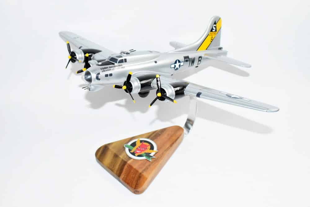 614th Bomb Squadron, 401st BG, B-17G Model, Mahogany, WWII, 1/69th Scale