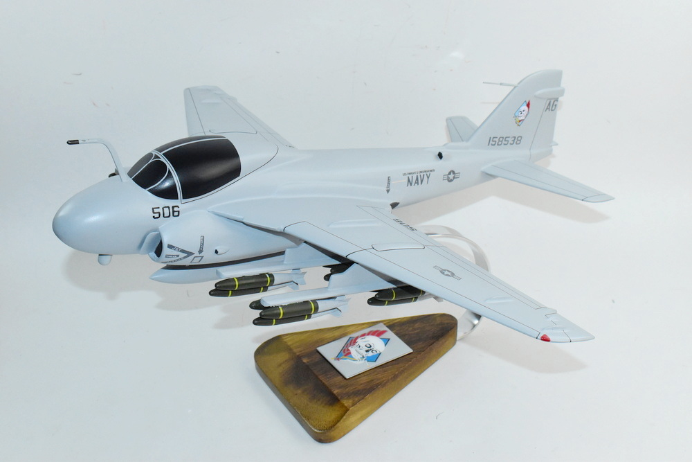 VA-34 Blue Blasters A-6 (1989) Intruder Model, 1/36th Scale, Mahogany, Navy