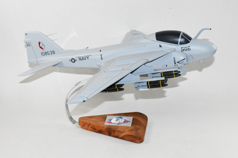 VA-34 Blue Blasters A-6 (1989) Intruder Model, 1/36th Scale, Mahogany, Navy