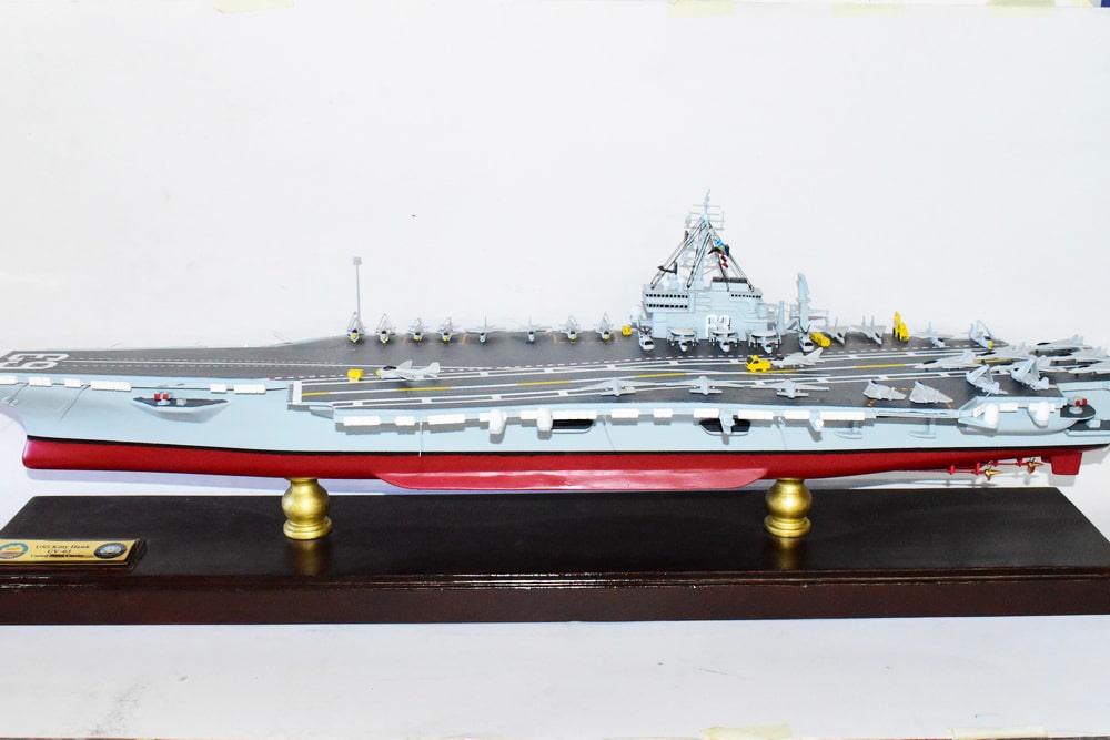 USS Kitty Hawk CV-63 Aircraft Carrier Model,Navy,Scale Model,Mahogany,Kitty Hawk Class