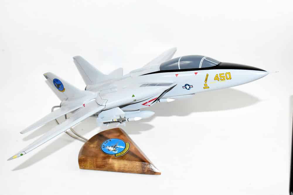 VF-124 Gunfighters F-14a Tomcat Model, 1/42 (18″) Scale, Mahogany, Navy, Fighter