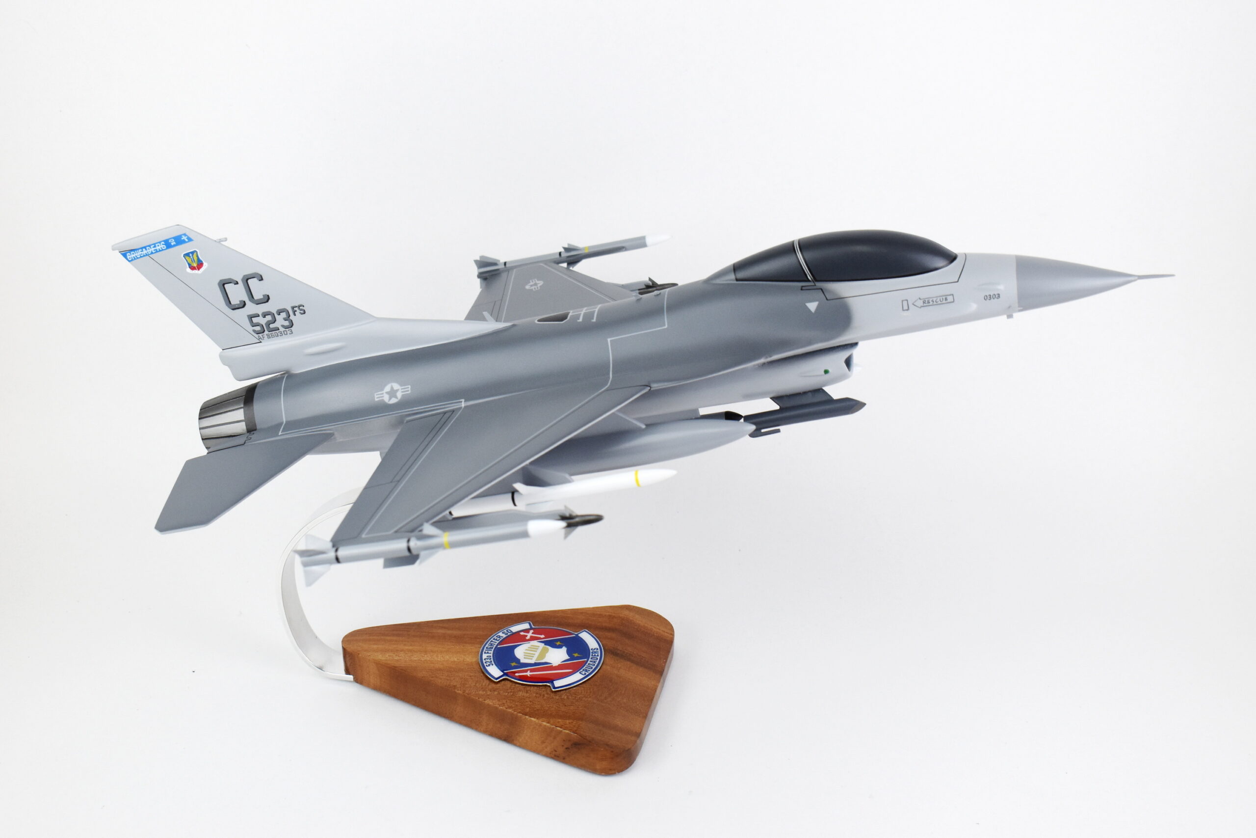 Lockheed Martin® F-16 Fighting Falcon®, 523d Fighter Squadron, 18″ Mahogany Scale Model