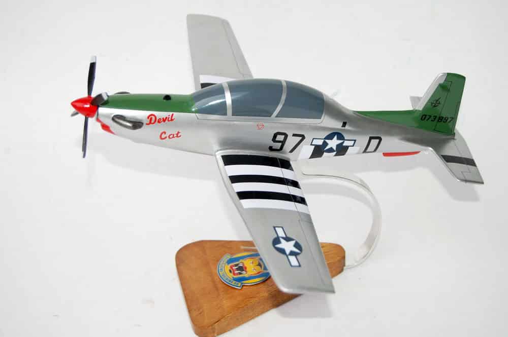 Beechcraft® T-6A Texan II, 97th Flying Training Squadron Devil Cat, 12″, Mahogany Scale Model