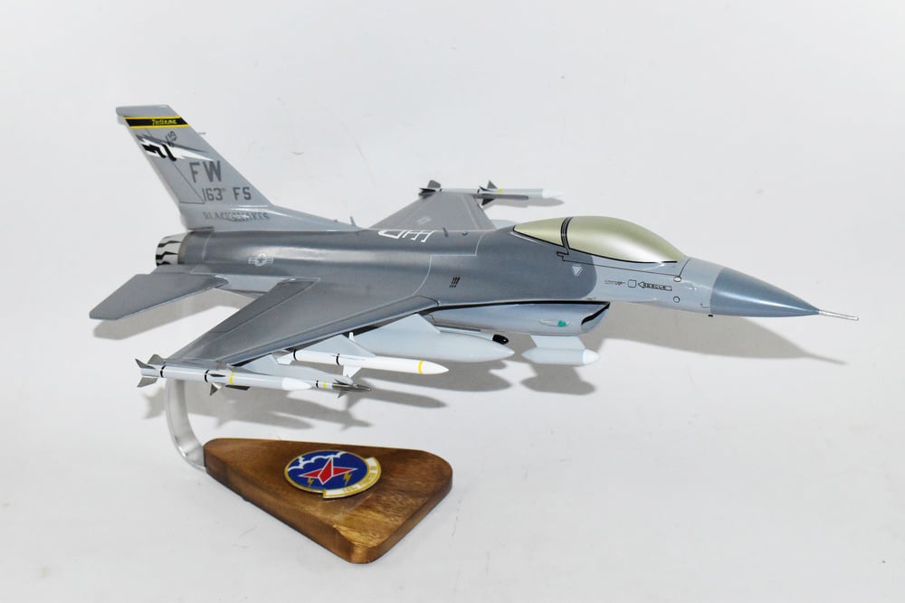 Lockheed Martin® F-16 Fighting Falcon®, 163rd Fighter Squadron, 18″ Mahogany Scale Model