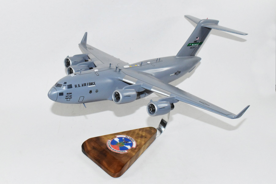 62nd AMXS McChord C-17 Model, 1/116th Scale, Mahogany, Cargo