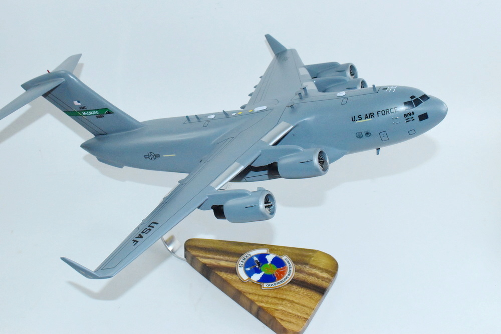 62nd AMXS McChord C-17 Model, 1/116th Scale, Mahogany, Cargo