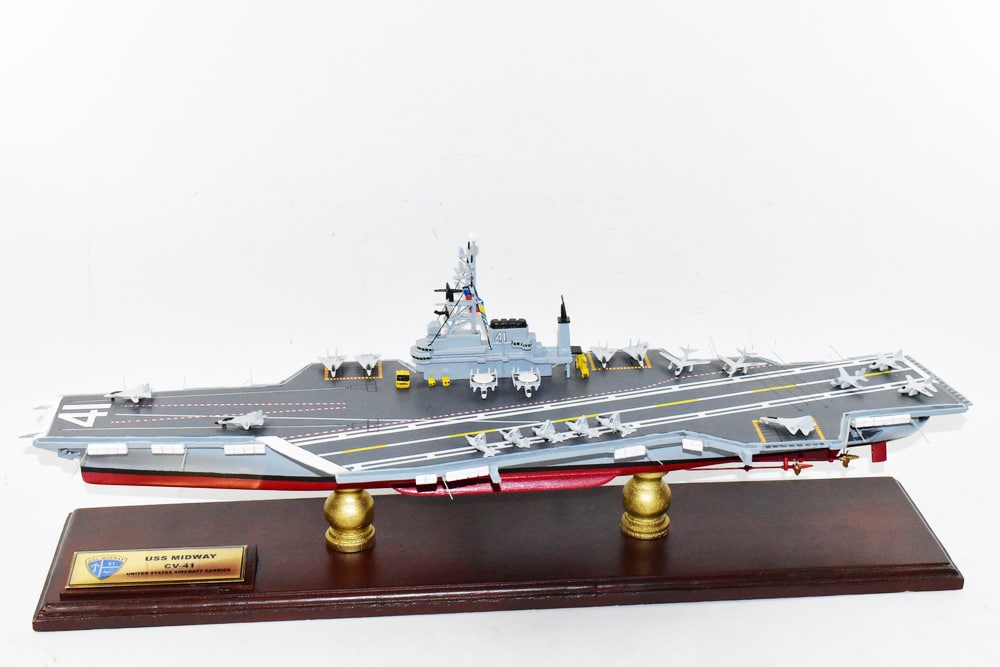 USS Midway (CV-41) Aircraft Carrier Model,Navy,Scale Model,Mahogany,Midway Class Aircraft Carrier