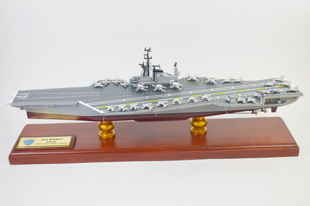USS Midway (CV-41) Aircraft Carrier Model,Navy,Scale Model,Mahogany,Midway Class Aircraft Carrier