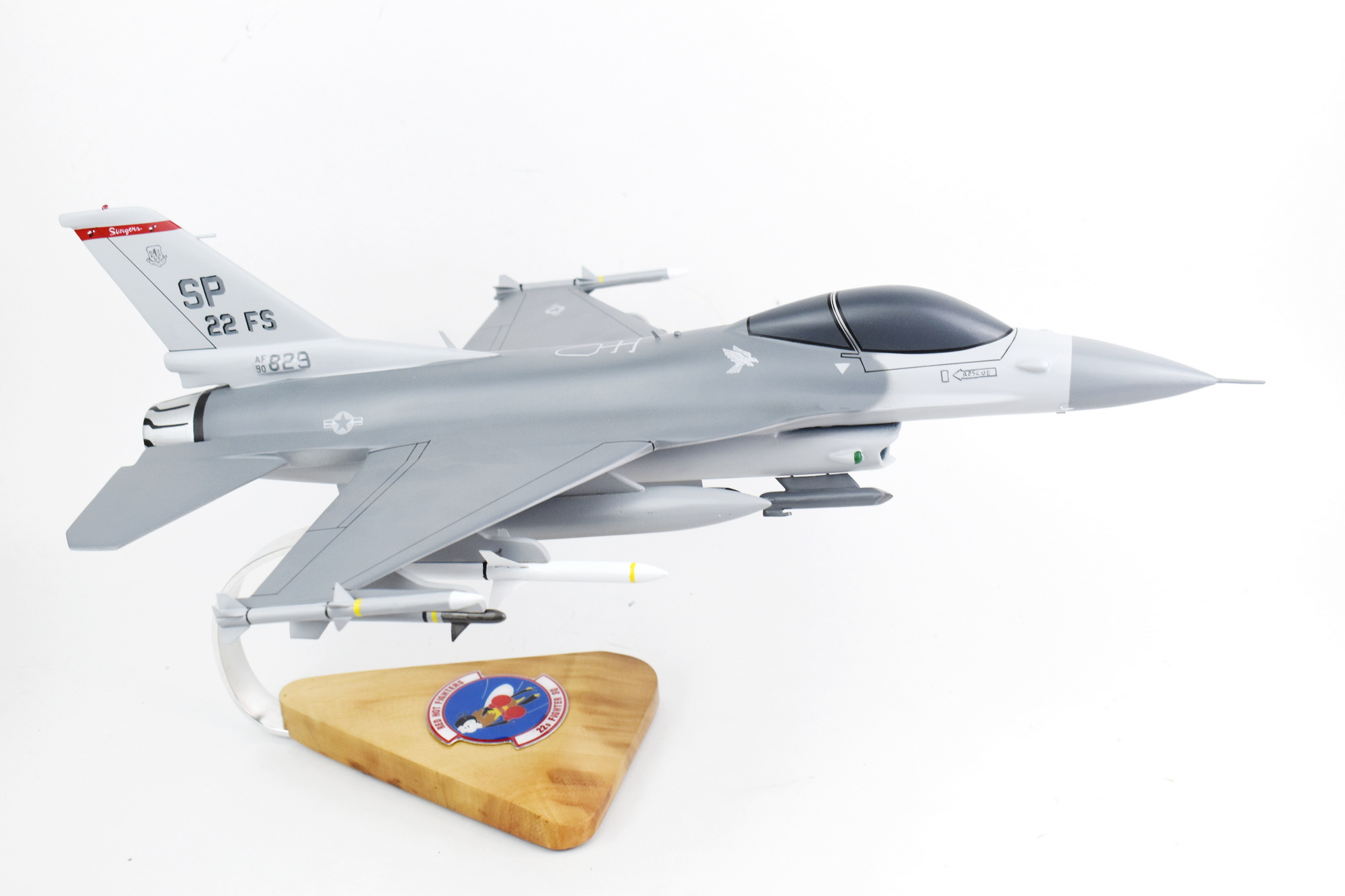 Lockheed Martin® F-16 Fighting Falcon®, 22nd Fighter Squadron, 18″ Mahogany Scale Model