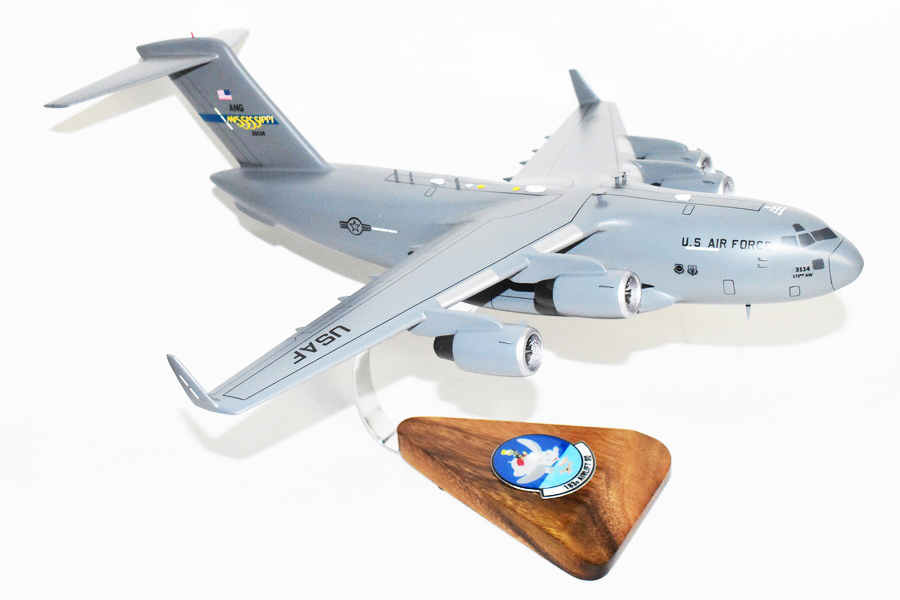 183d Airlift Squadron Mississippi ANG C-17 Model, 1/116th Scale, Mahogany, Cargo