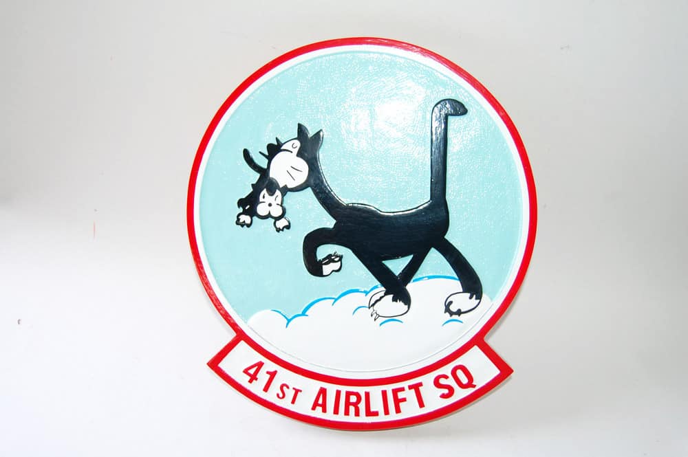 41st Airlift Squadron Plaque,14″, Mahogany