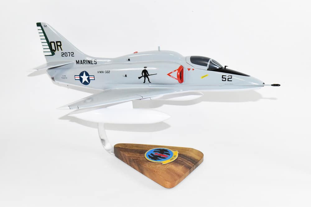 VMA-322 Fighting Gamecocks A-4 Model, 1/27th Scale, Mahogany, Marines
