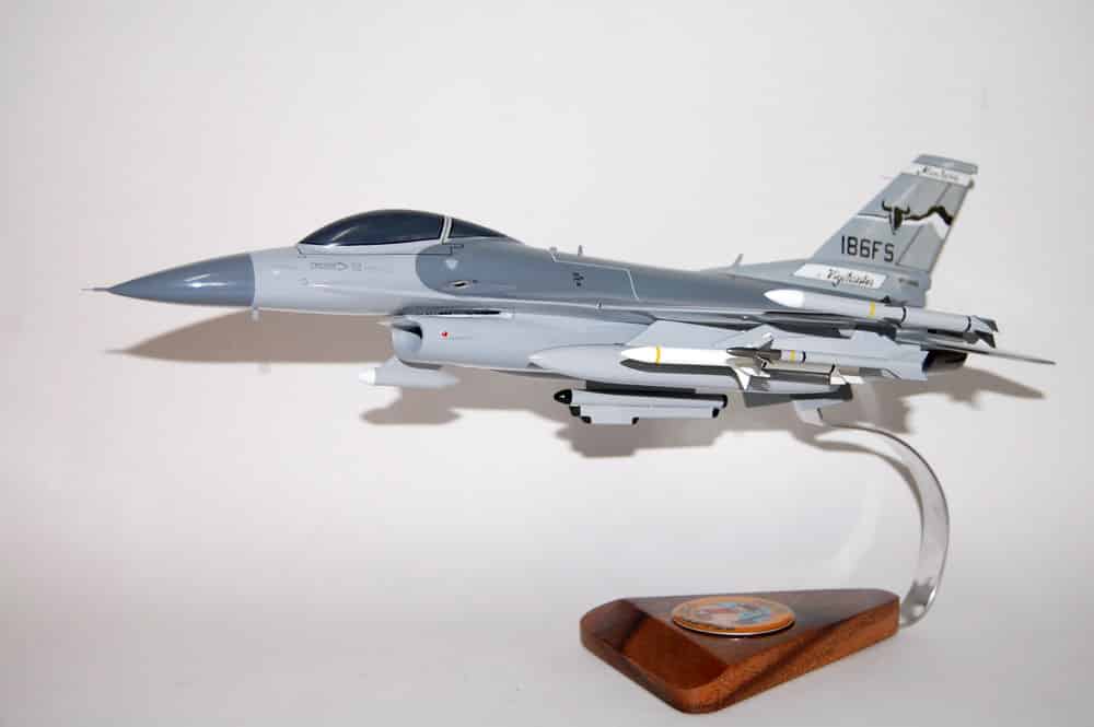 Lockheed Martin® F-16 Fighting Falcon®, 186th Fighter Squadron, 18″ Mahogany Scale Model