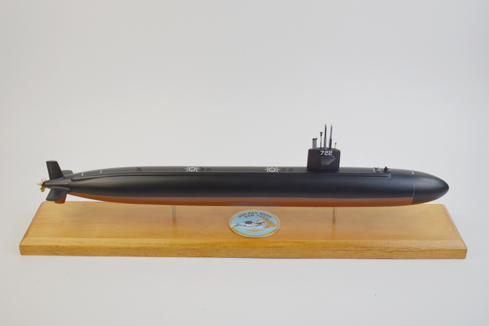 USS Key West (SSN-722) Submarine Model, Navy, Scale Model, Mahogany, 20 inch, LA Class