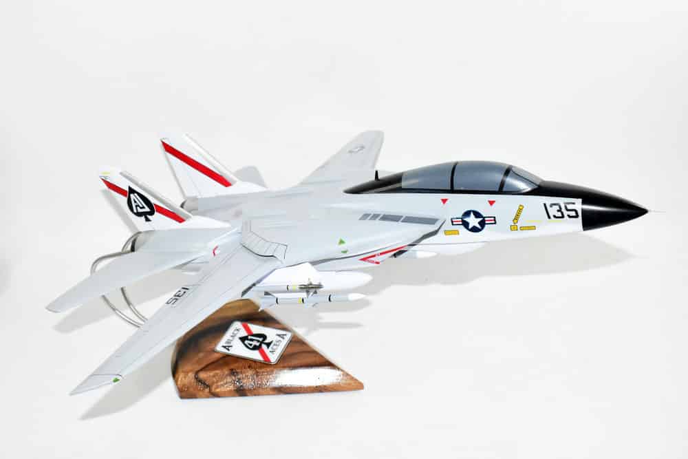 VF-41 Black Aces (USS Nimitz 1978) F-14a Tomcat Model, 1/42 (18″) Scale, Mahogany, Navy, Fighter