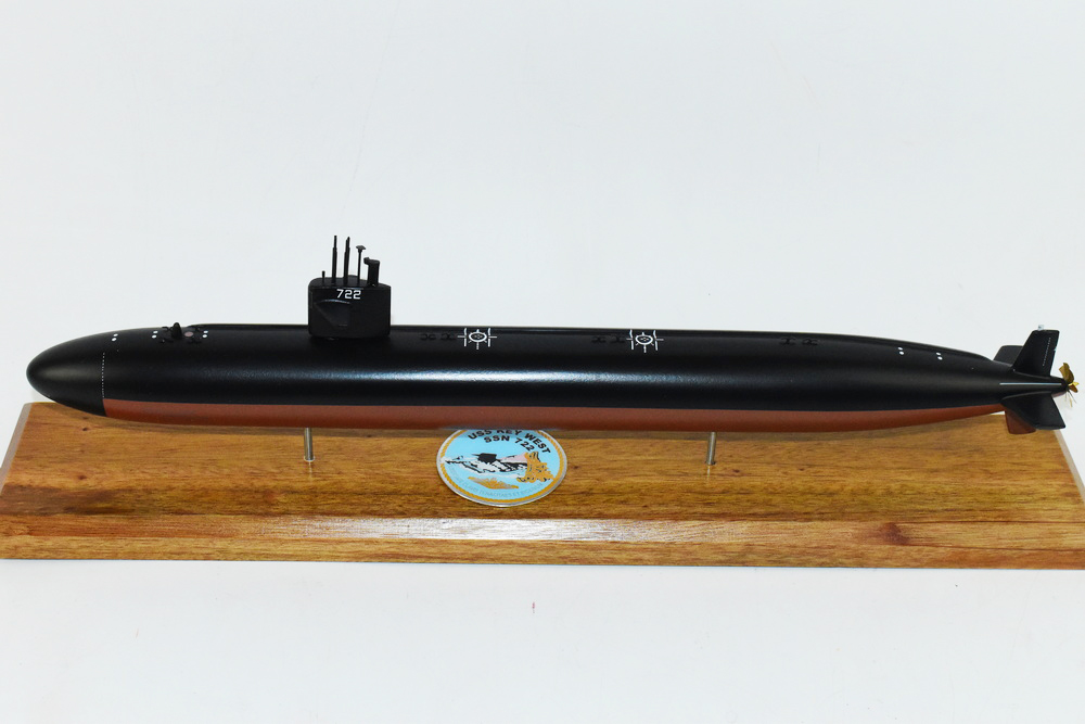 USS Key West (SSN-722) Submarine Model, Navy, Scale Model, Mahogany, 20 inch, LA Class