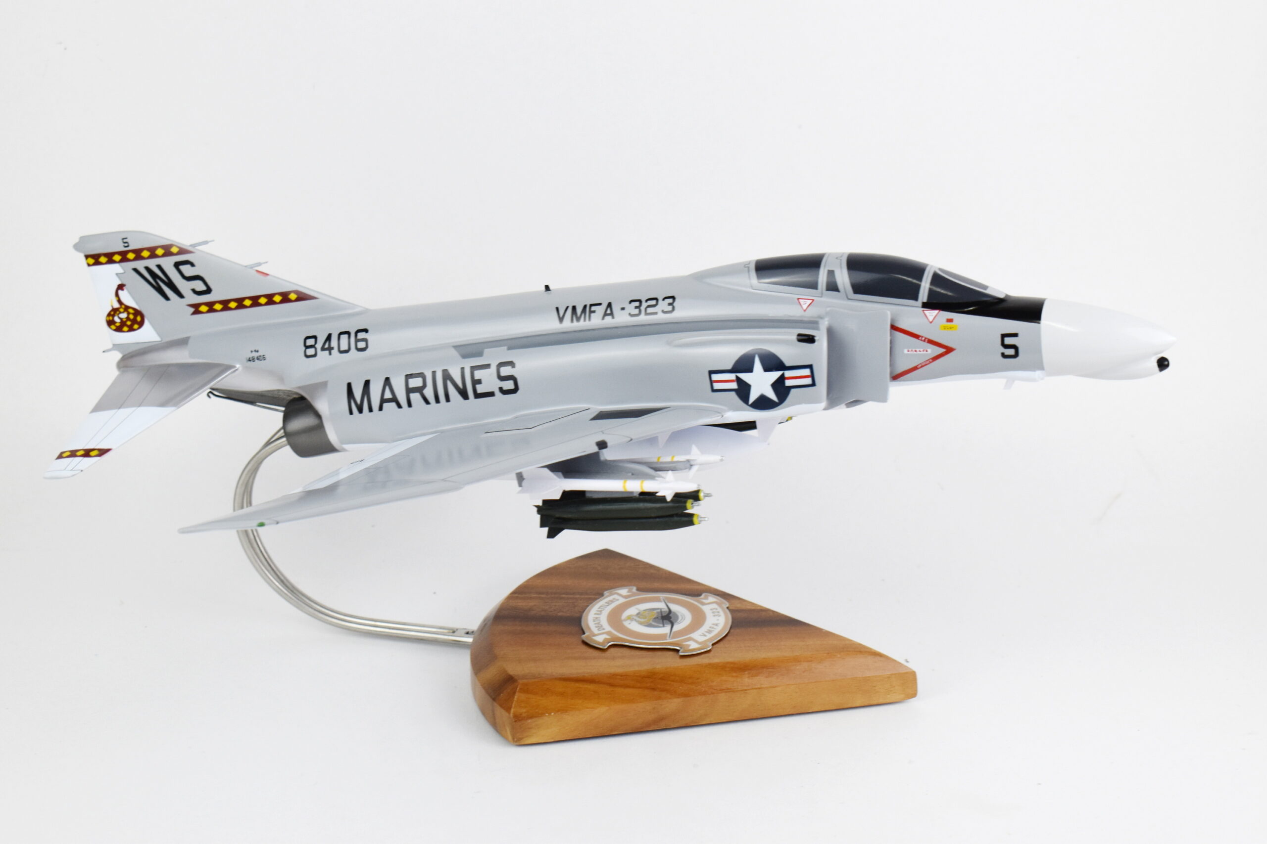 VMFA-323 Death Rattlers F-4B Model, 1/42 (18″) Scale, Mahogany, Marines, Fighter