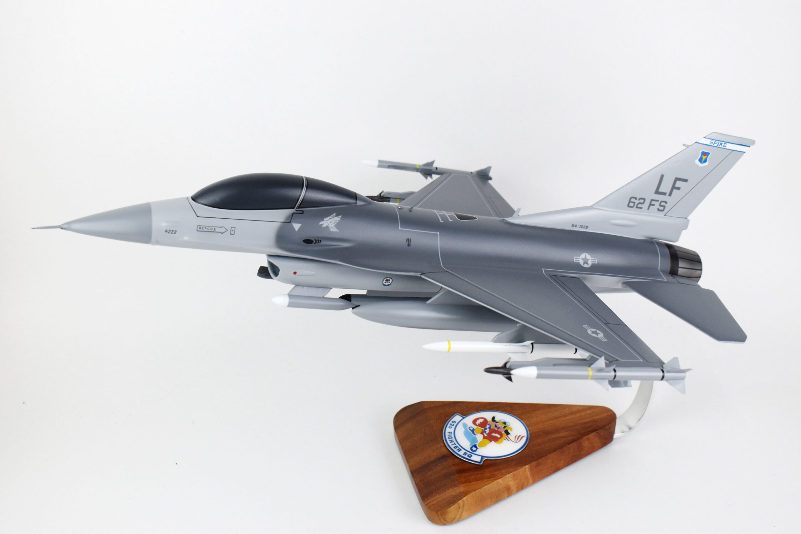 Lockheed Martin® F-16 Fighting Falcon®, 62d Fighter Squadron, 18″ Mahogany Scale Model