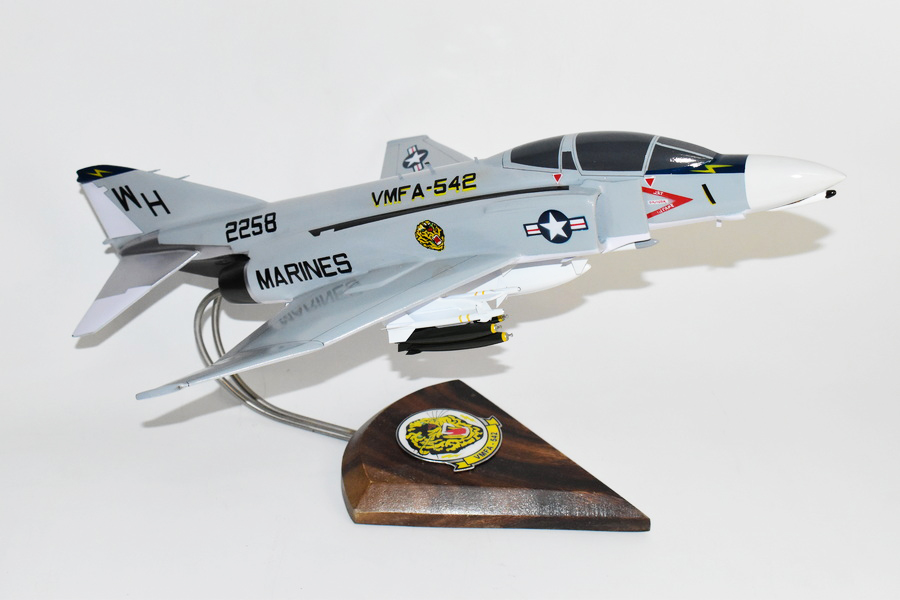 VMFA-542 Tigers F-4B Model, 1/42 (18″) Scale, Mahogany, Marines, Fighter