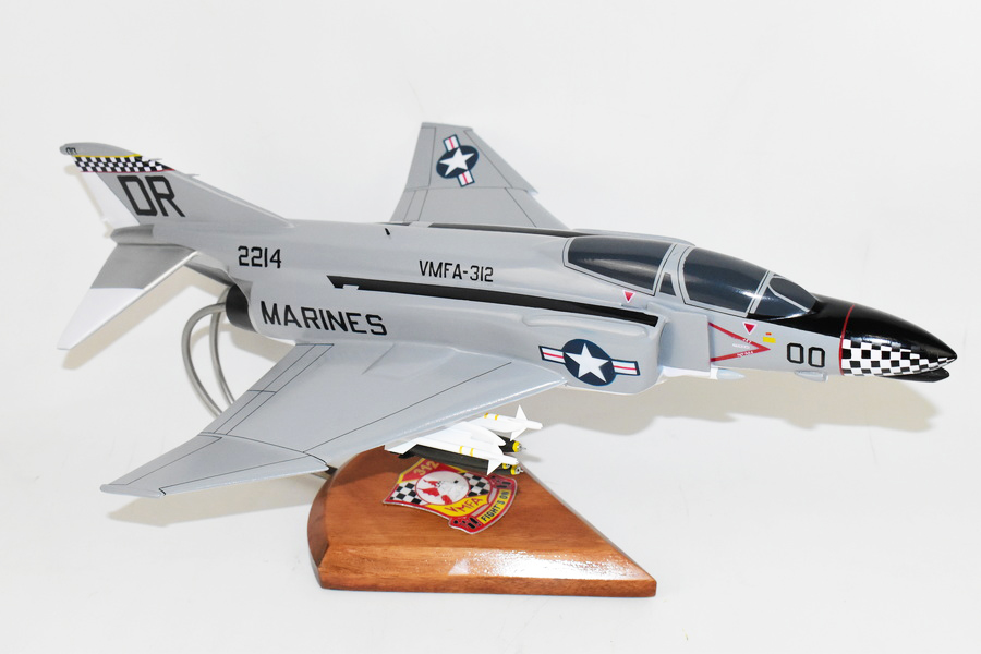 VMFA-312 Checkerboards F-4B Model, 1/42 (18″) Scale, Mahogany, Marines, Fighter