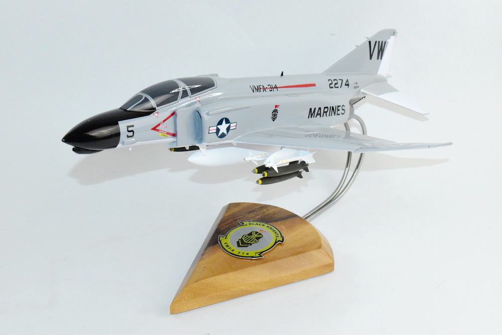 VMFA-314 Black Knights F-4B Model, 1/42 (18″) Scale, Mahogany, Marines, Fighter