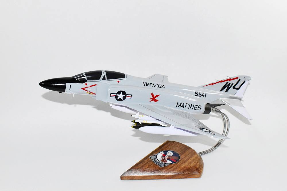 VMFA-334 Falcons F-4J Model, 1/42 (18″) Scale, Mahogany, Marines, Fighter
