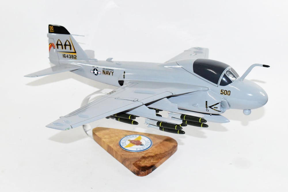 VA-75 Sunday Punchers (USS Enterprise 1996) A-6E Intruder Model, 1/36th Scale, Mahogany, Navy